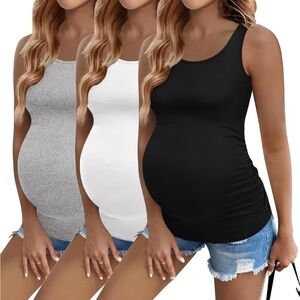 Stylish Maternity Tank Tops - Black, White, Gray